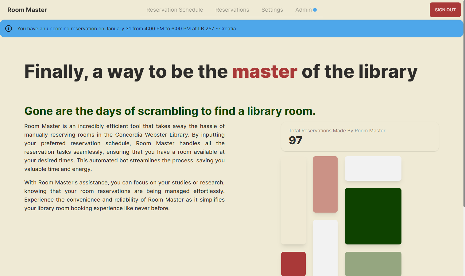 Screenshot of the Room Master website Koosha Gholipour